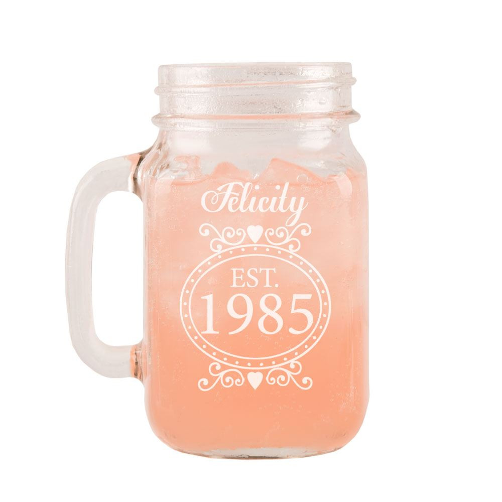Best ideas about Mason Jar Gift Ideas For Her
. Save or Pin Personalised 30th Birthday Glass Mason Jar With Handle Now.
