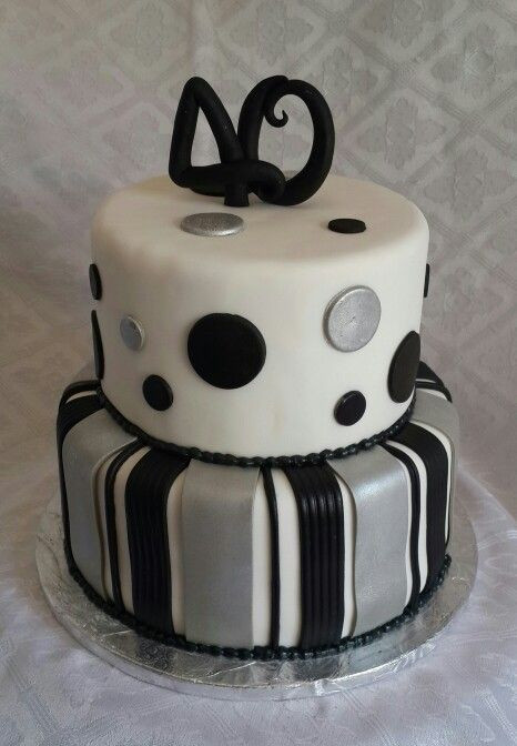 Best ideas about Mens 40th Birthday Cake
. Save or Pin 40th Birthday Cake for man black and white and silver Now.