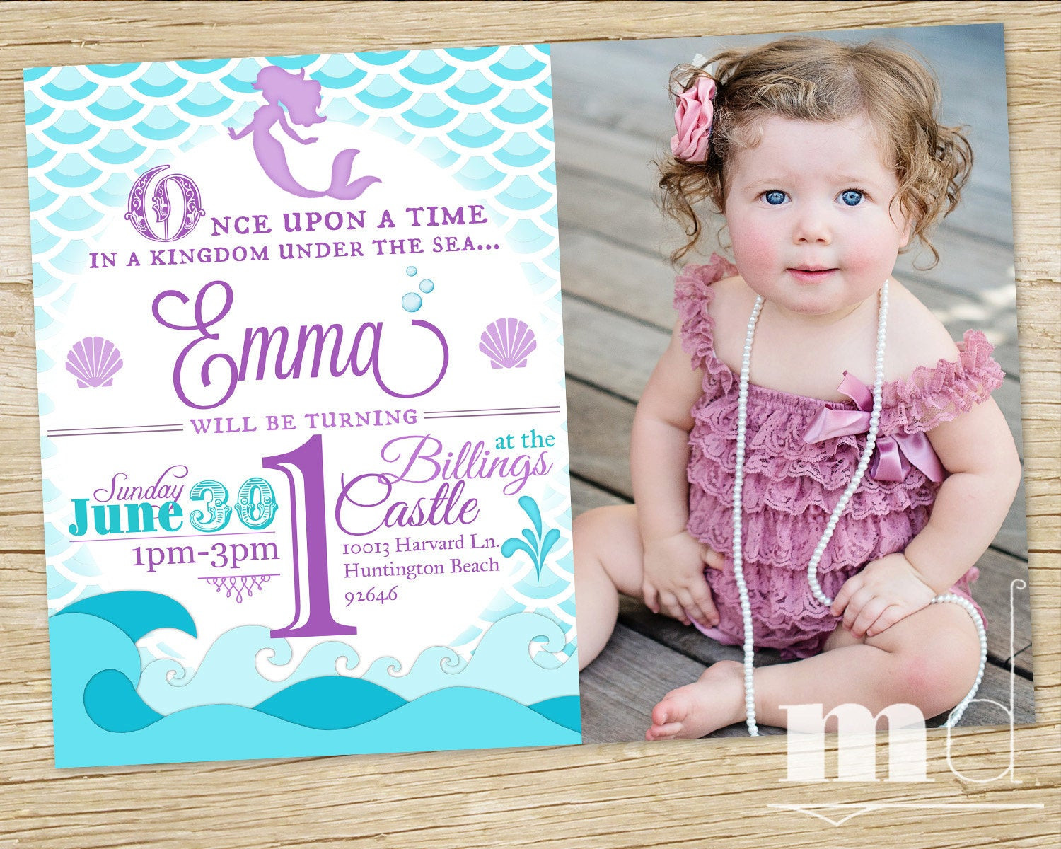 Best ideas about Mermaid Birthday Party Invitations
. Save or Pin Mermaid Birthday Party Invitation WITH PHOTO Little Mermaid Now.