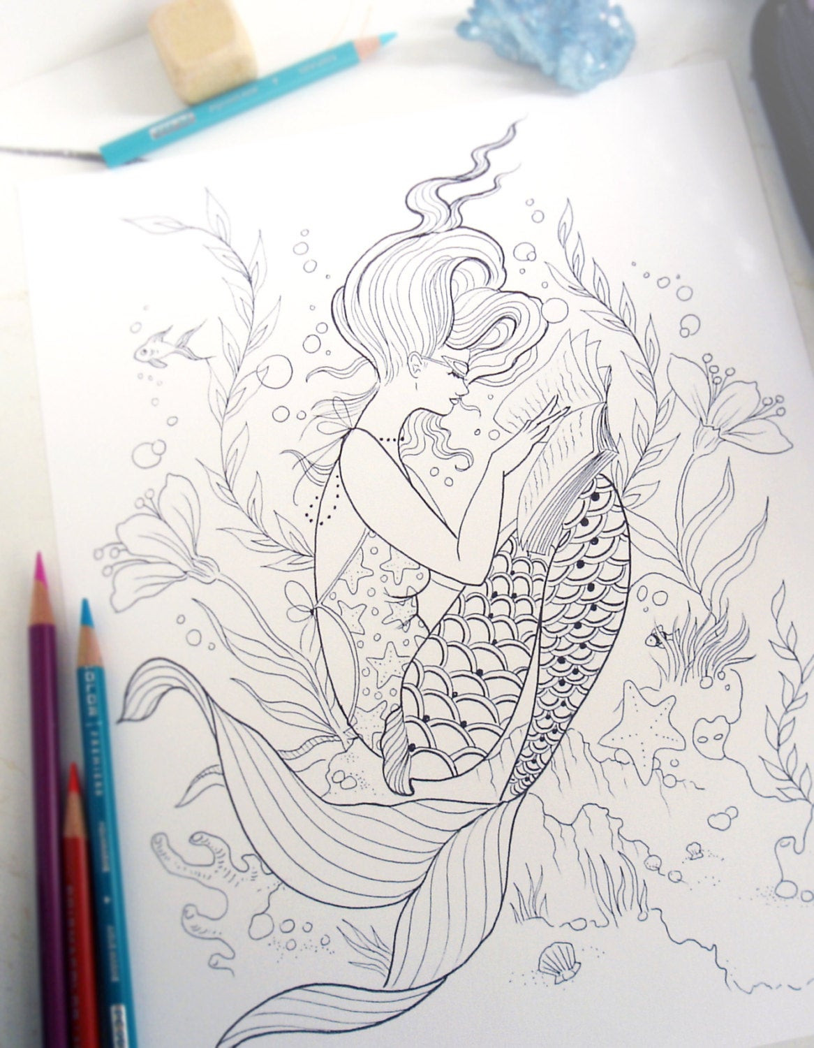 Best ideas about Mermaid Coloring Pages For Teens
. Save or Pin Reading Mermaid Coloring Page Instant Download Print Your Now.