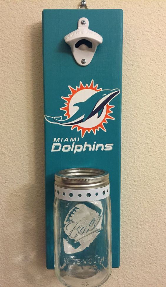 Best ideas about Miami Dolphins Gift Ideas
. Save or Pin MIAMI DOLPHINS Bottle Opener with Mason Jar Rustic by Now.