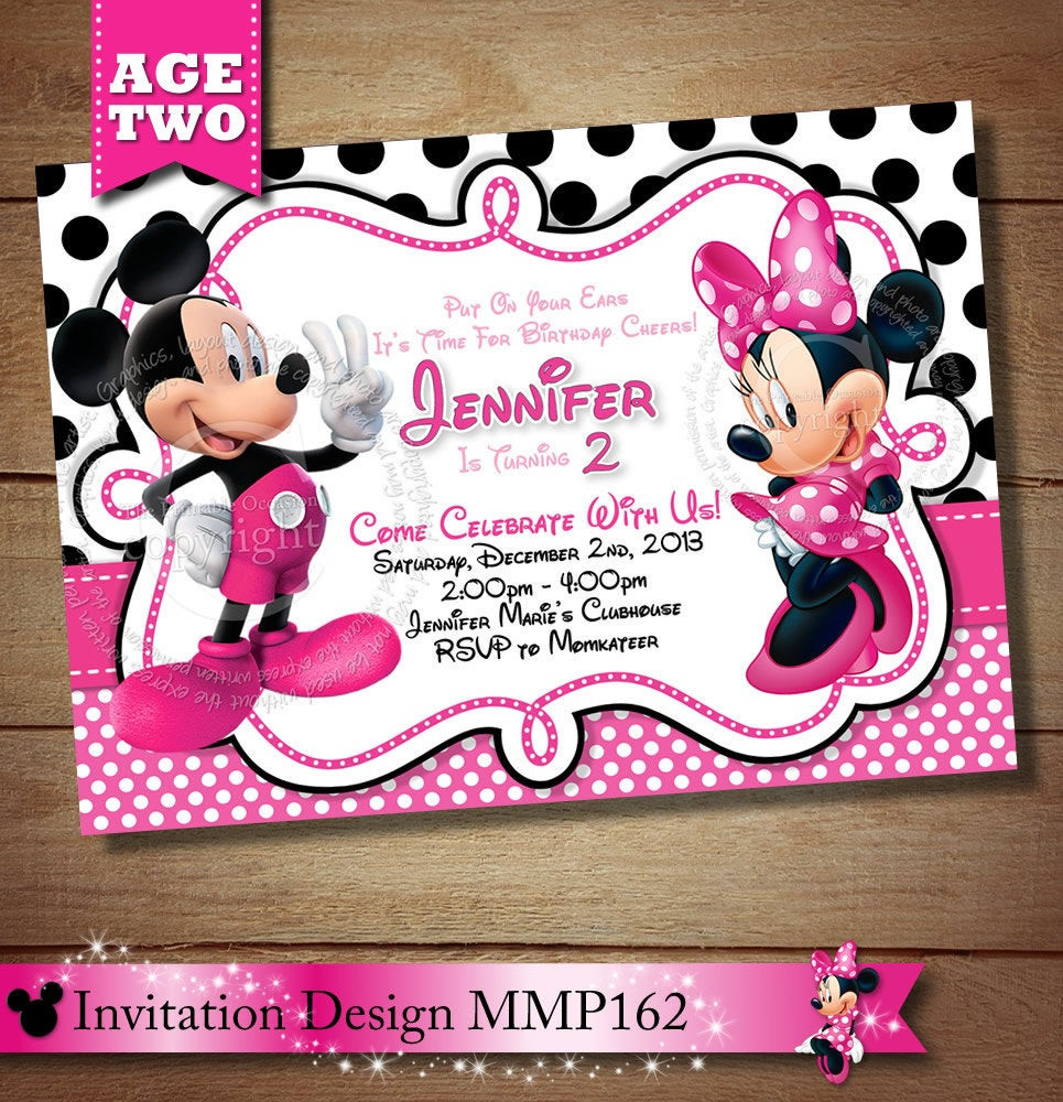 Best ideas about Mickey And Minnie Birthday Invitations
. Save or Pin HUGE SELECTION Mickey Minnie Mouse Second Birthday Invitation Now.