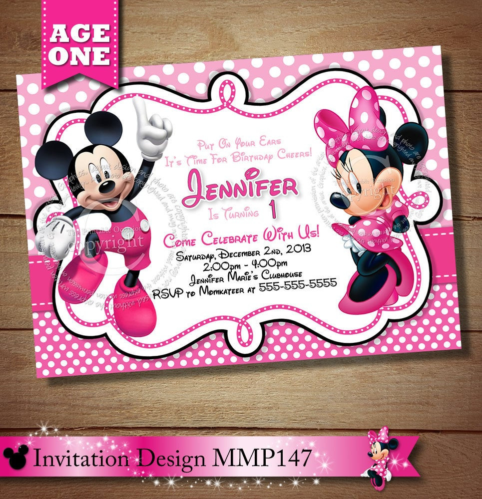 Best ideas about Mickey And Minnie Birthday Invitations
. Save or Pin HUGE SELECTION Mickey Minnie Mouse First Birthday Invitation Now.