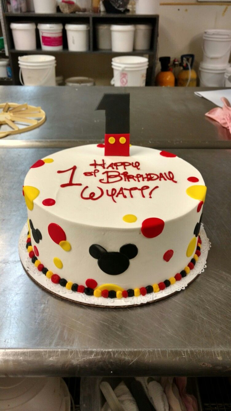 Best ideas about Mickey Birthday Cake
. Save or Pin A festive first birthday cake featuring a Mickey Mouse Now.