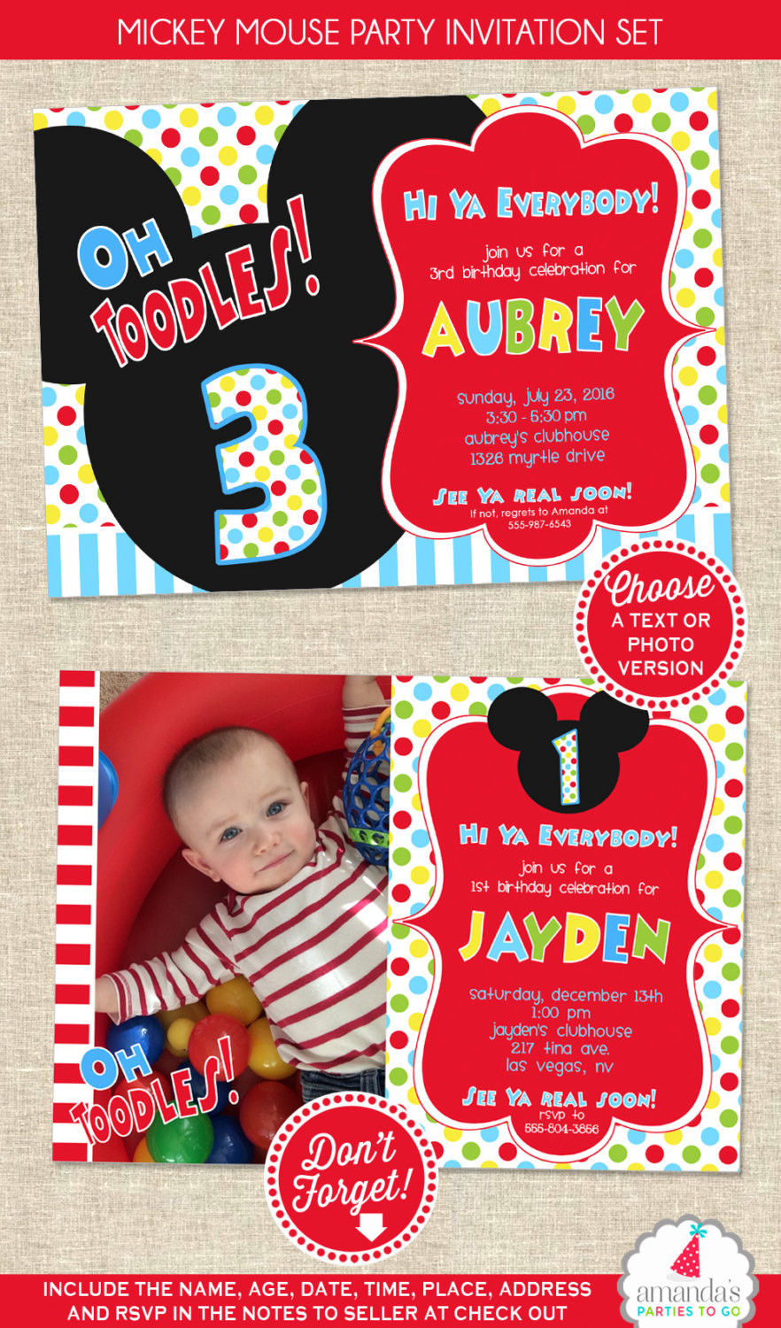 Best ideas about Mickey Birthday Invitations
. Save or Pin Mickey Mouse Birthday Invitation Mickey Mouse Party Now.