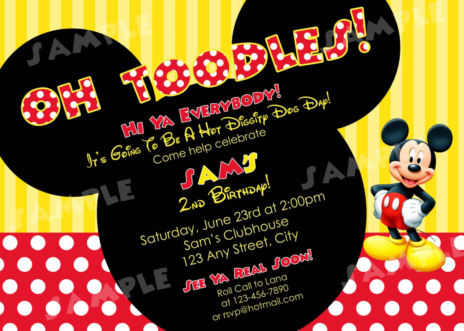Best ideas about Mickey Mouse 2nd Birthday Invitations
. Save or Pin PRINTABLE Mickey Mouse Red White Yellow Birthday by Now.
