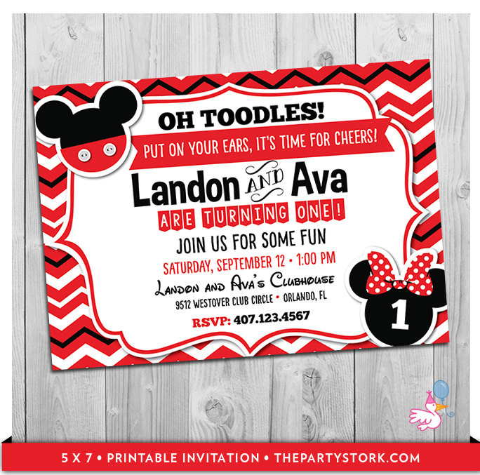 Best ideas about Mickey Mouse 2nd Birthday Invitations
. Save or Pin Twin First Birthday Invitation Mickey and Minnie Twin Now.