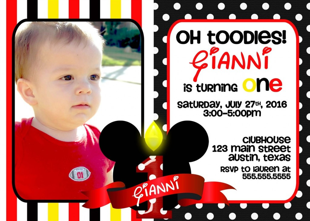 Best ideas about Mickey Mouse Photo Birthday Invitations
. Save or Pin Mickey Mouse 1st Birthday Invitations Ideas – Bagvania Now.