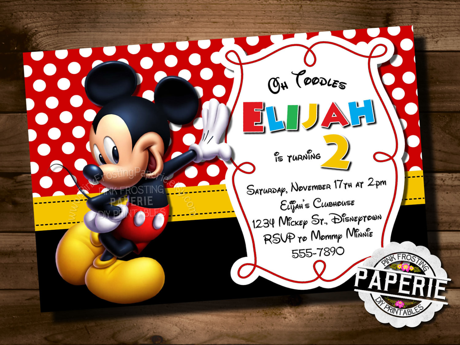 Best ideas about Mickey Mouse Photo Birthday Invitations
. Save or Pin MICKEY MOUSE Birthday Invitation Mickey Mouse Clubhouse Now.