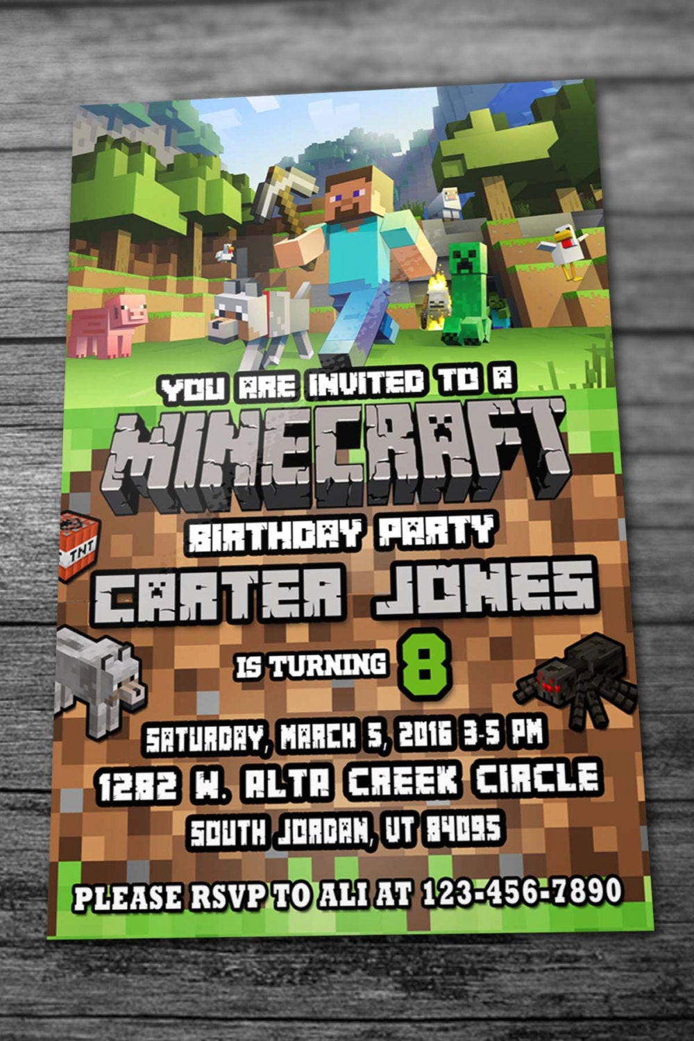 Best ideas about Minecraft Birthday Card
. Save or Pin Minecraft Birthday Invitation with Thank you Card by Now.