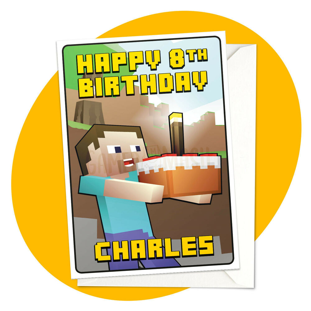 Best ideas about Minecraft Birthday Card
. Save or Pin PERSONALISED BIRTHDAY CARD Steve & Cake Minecraft Now.