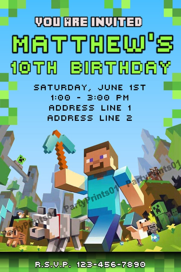 Best ideas about Minecraft Birthday Invitations
. Save or Pin minecraft invitations printable Now.