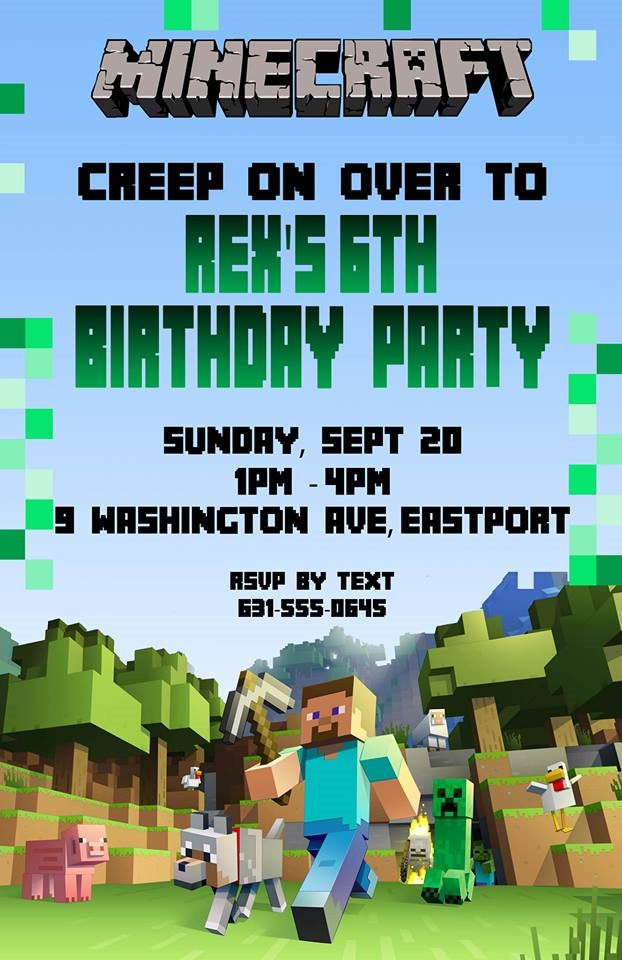 Best ideas about Minecraft Birthday Invitations
. Save or Pin Birthday Invitation Minecraft Theme Now.