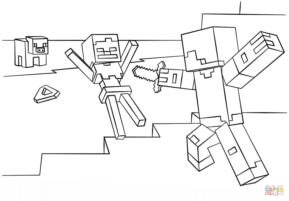 Best ideas about Minecraft Coloring Pages Free
. Save or Pin Minecraft Steve vs Skeleton coloring page Now.