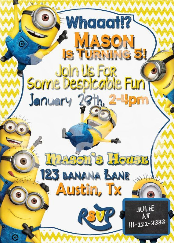 Best ideas about Minions Birthday Invitations
. Save or Pin Printable Despicable Me Minion Birthday Invitation Now.