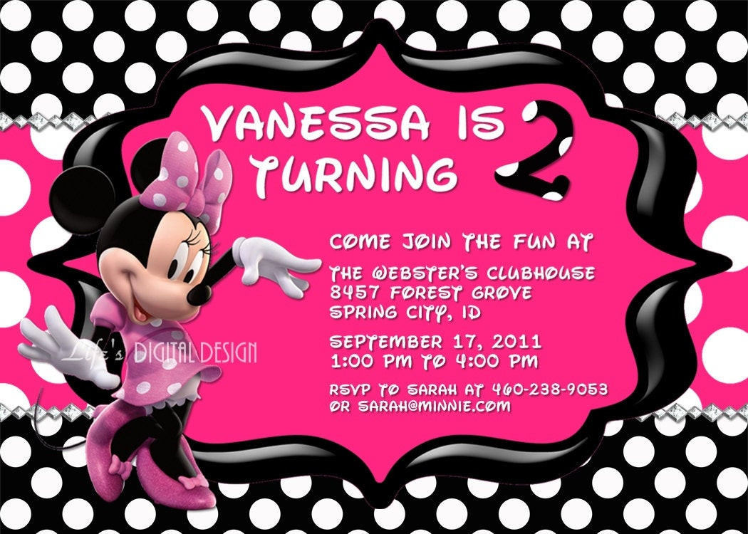 Best ideas about Minnie Birthday Invitations
. Save or Pin Minnie Mouse Invitations Birthday Hot Pink Polka Dot Now.