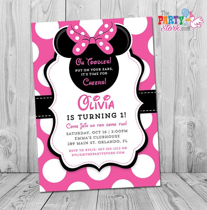 Best ideas about Minnie Mouse Birthday Invitations
. Save or Pin Minnie Mouse 1st Birthday Invitations Printable Girls Party Now.