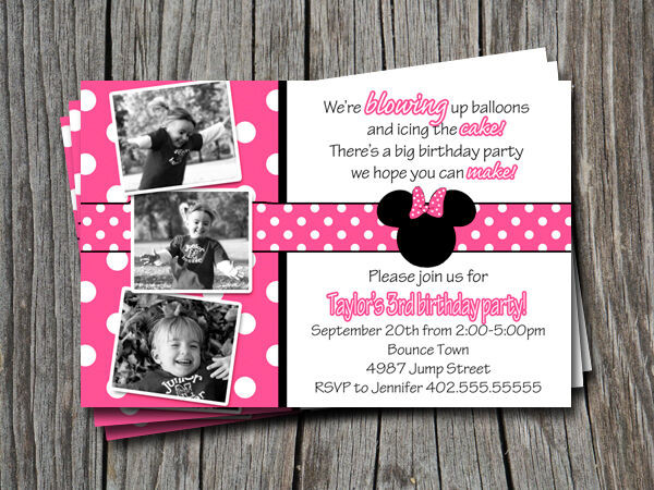 Best ideas about Minnie Mouse Birthday Invitations Personalized
. Save or Pin Custom Minnie or Mickey Mouse Pink & Black Polka Dot Now.