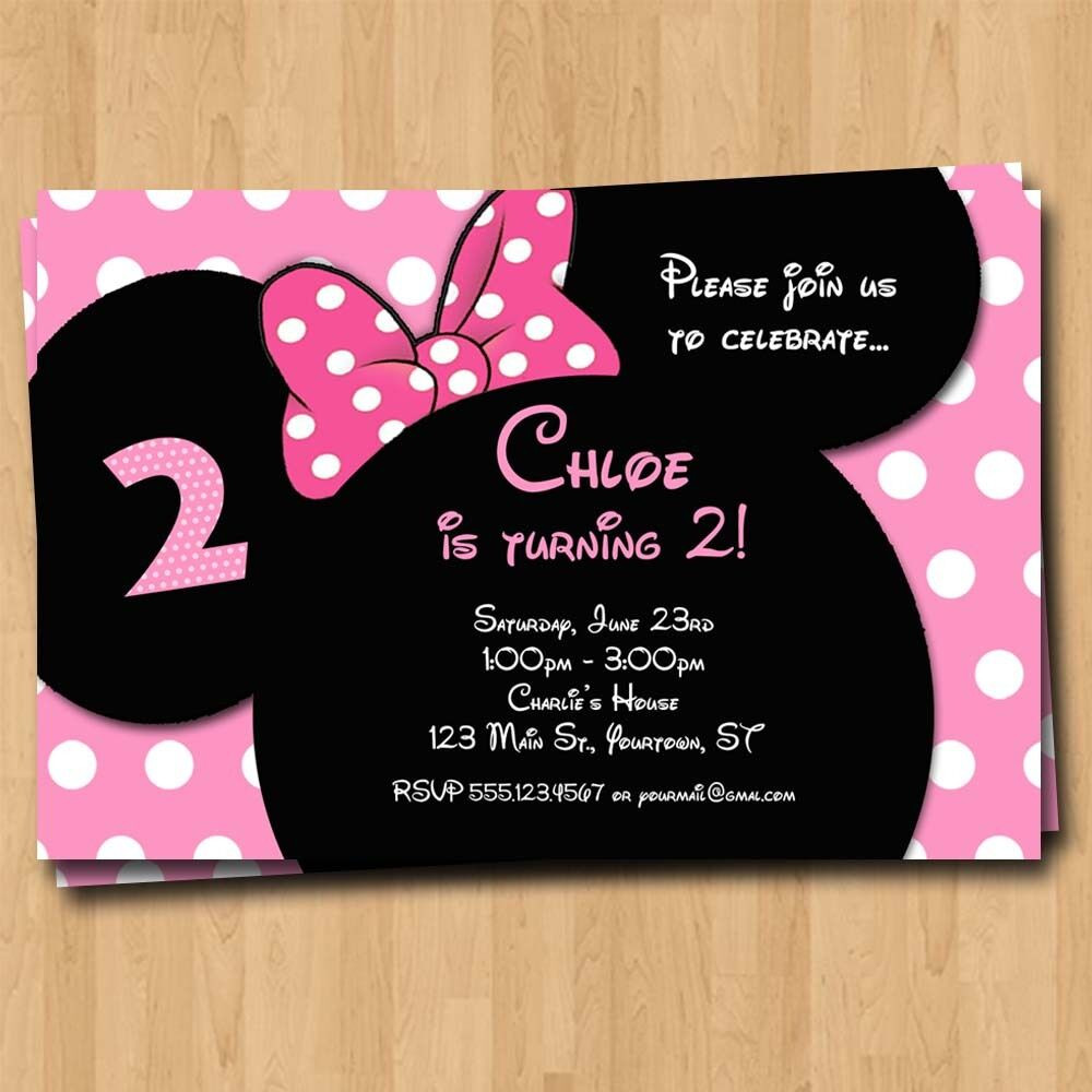 Best ideas about Minnie Mouse Birthday Invitations Personalized
. Save or Pin Minnie Mouse Birthday Invitation Party Invites Custom Now.