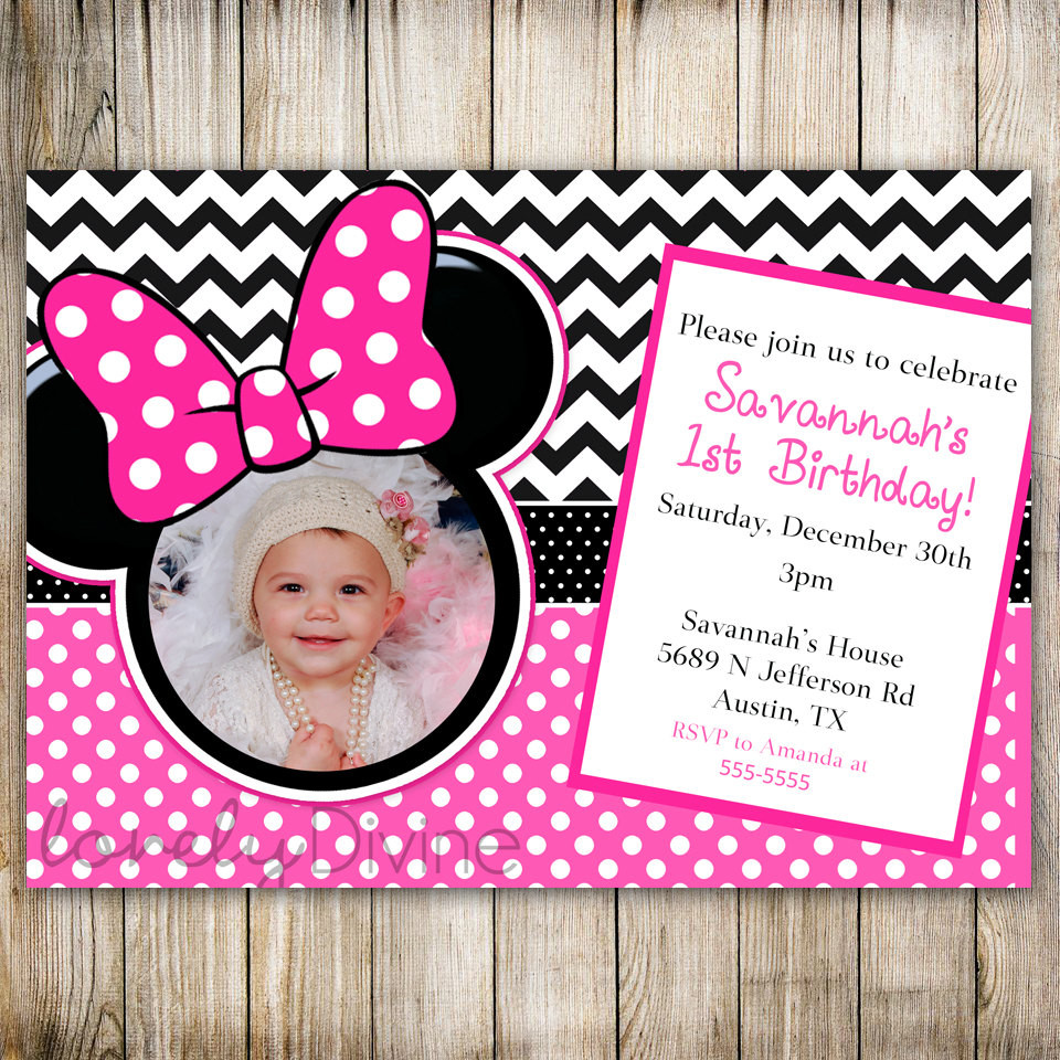 Best ideas about Minnie Mouse First Birthday Invitations
. Save or Pin Minnie Mouse Chevron Birthday 1st Birthday Invitation 2nd Now.