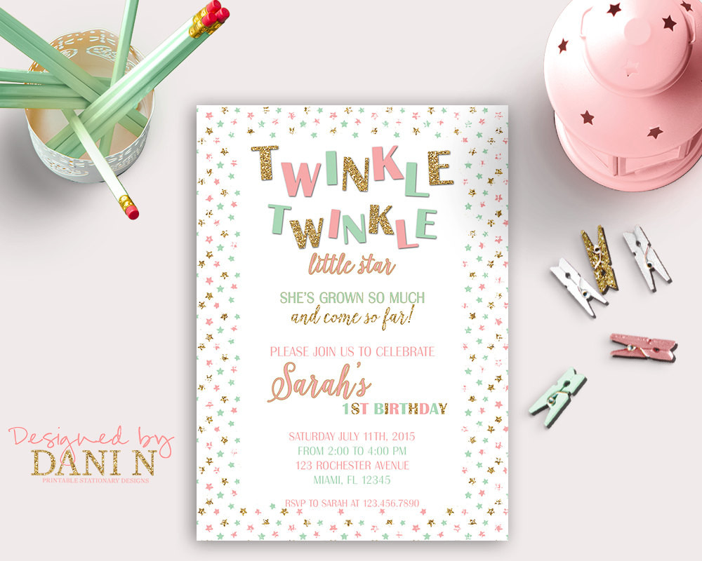 Best ideas about Minted Birthday Invitations
. Save or Pin mint and pink twinkle twinkle birthday invitation gold Now.