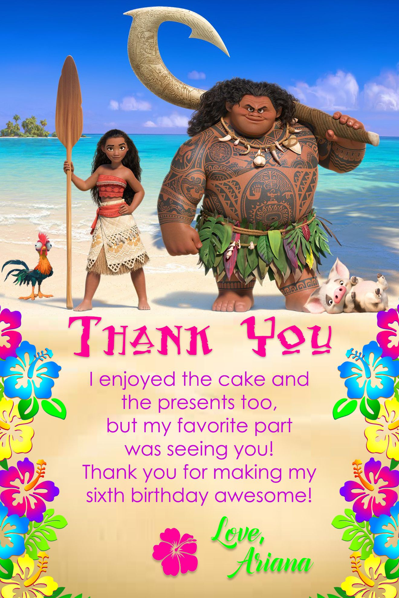 Best ideas about Moana Birthday Card
. Save or Pin Moana Maui Thank You Card Shay Lanae Designs Now.