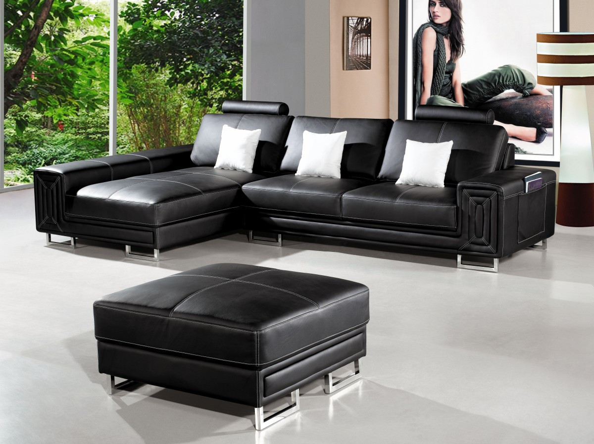 Best ideas about Modern Black Leather Sofa
. Save or Pin 2265C Modern Leather Sectional Sofa Now.