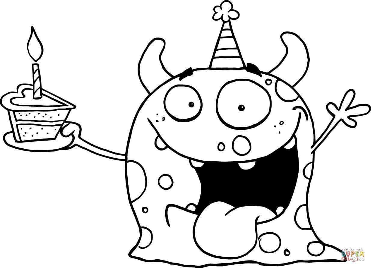 Best ideas about Monster Coloring Sheets For Kids
. Save or Pin Happy Monster Celebrates Birthday with Cake coloring page Now.