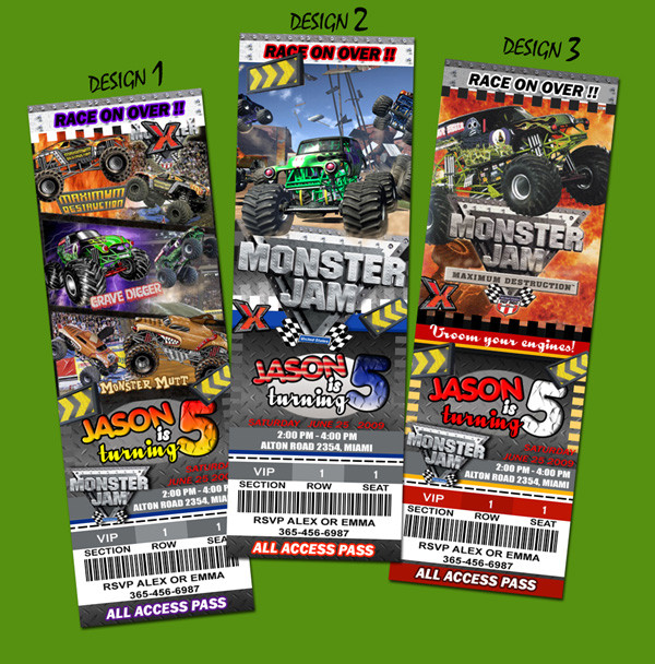 Best ideas about Monster Jam Birthday Invitations
. Save or Pin MONSTER JAM TRUCK BIRTHDAY PARTY INVITATION invite 1ST Now.