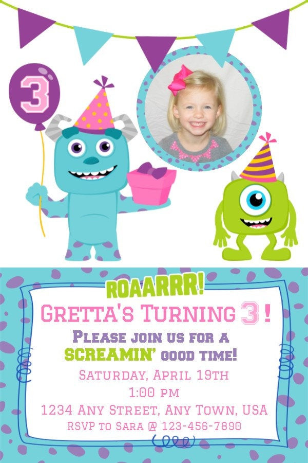 Best ideas about Monsters Inc Birthday Invitations
. Save or Pin Monster Inc Birthday Invitation Girl by MelissaStanleyDesign Now.