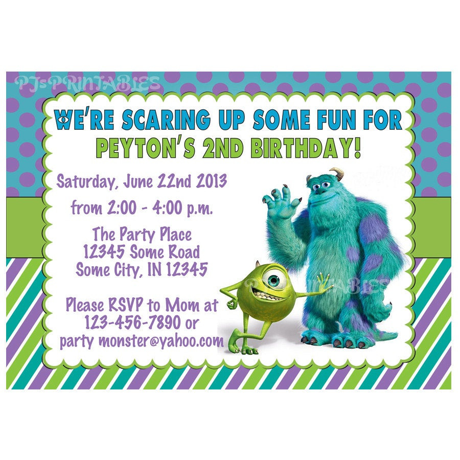 Best ideas about Monsters Inc Birthday Invitations
. Save or Pin Monsters Inc Birthday Invitation Custom Digital File Now.