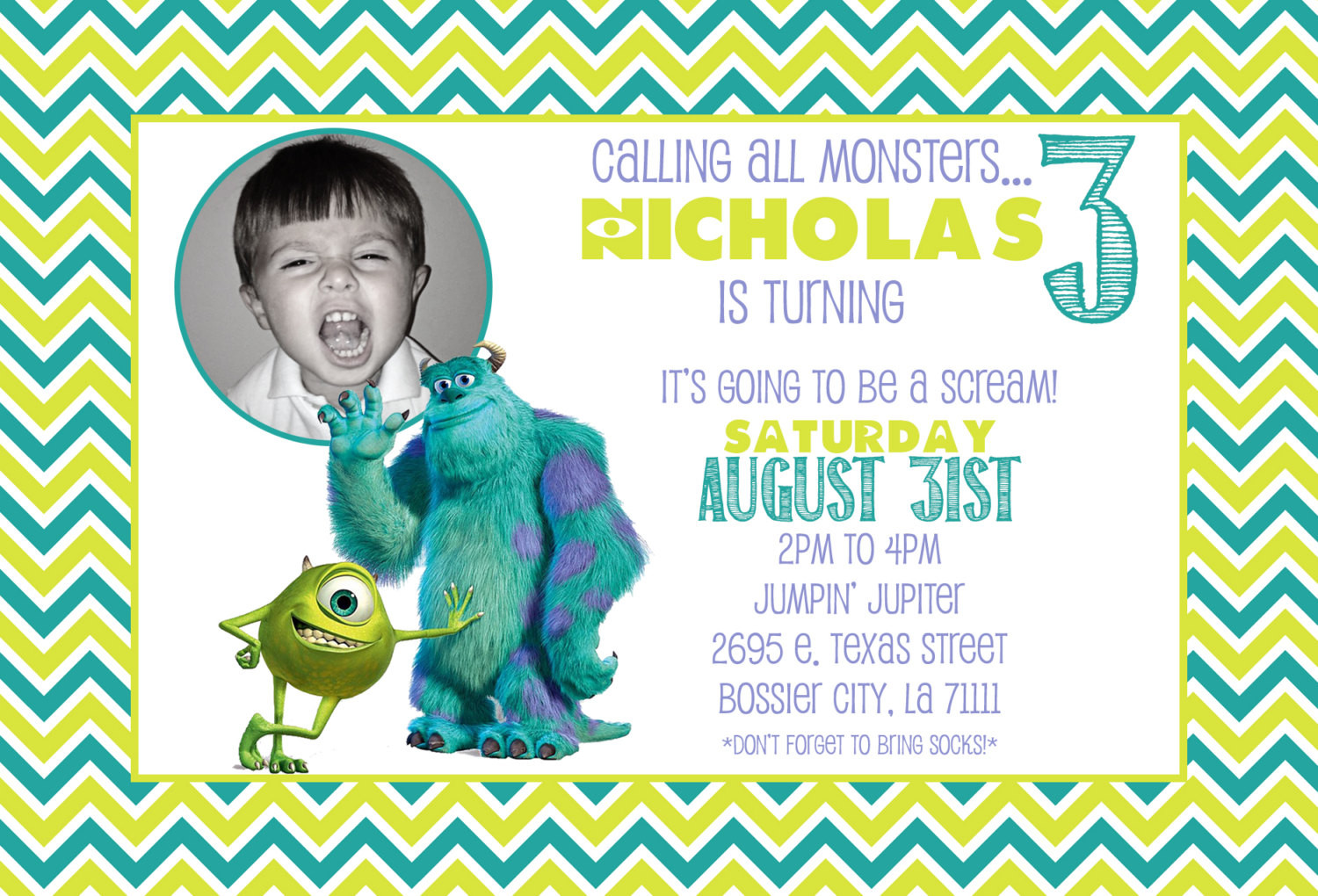 Best ideas about Monsters Inc Birthday Invitations
. Save or Pin Customized Birthday Invitation Monsters Inc Monsters Now.