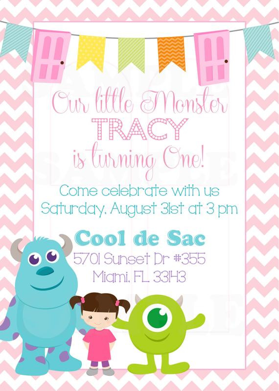 Best ideas about Monsters Inc Birthday Invitations
. Save or Pin Personalized Monsters Inc Inspired Girls Birthday Invitation Now.