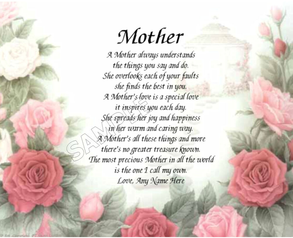 Best ideas about Mother'S Day DIY
. Save or Pin MOTHER FLORAL PERSONALIZED ART POEM MEMORY BIRTHDAY MOTHER Now.