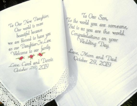Best ideas about Mother'S Day Gift Ideas For Daughter In Law
. Save or Pin Embroidered Wedding Handkerchiefs Wedding Gift Daughter and Now.