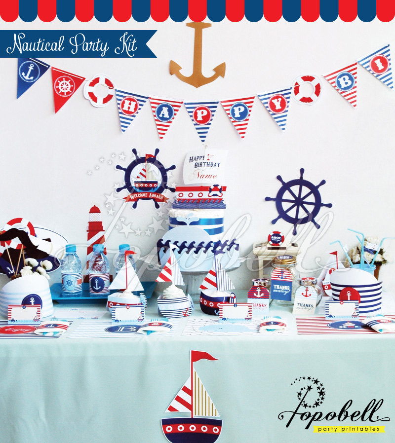 Best ideas about Nautical Birthday Decorations
. Save or Pin Nautical Party Kit DIGITAL printables plete Set Party Now.