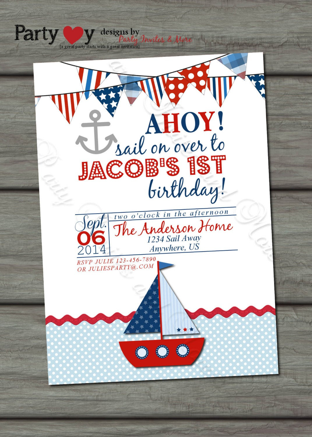 Best ideas about Nautical Birthday Invitations
. Save or Pin Nautical Sail Boat Blue Red and White Birthday Invitation Now.