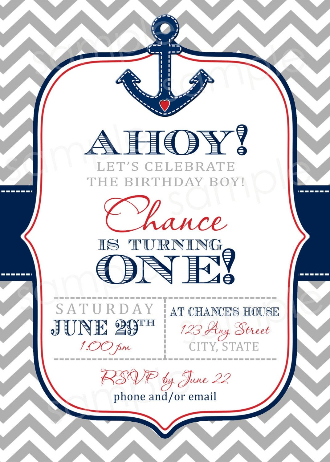 Best ideas about Nautical Birthday Invitations
. Save or Pin AHOY Nautical Chevron Print Birthday Invite DIY by Now.