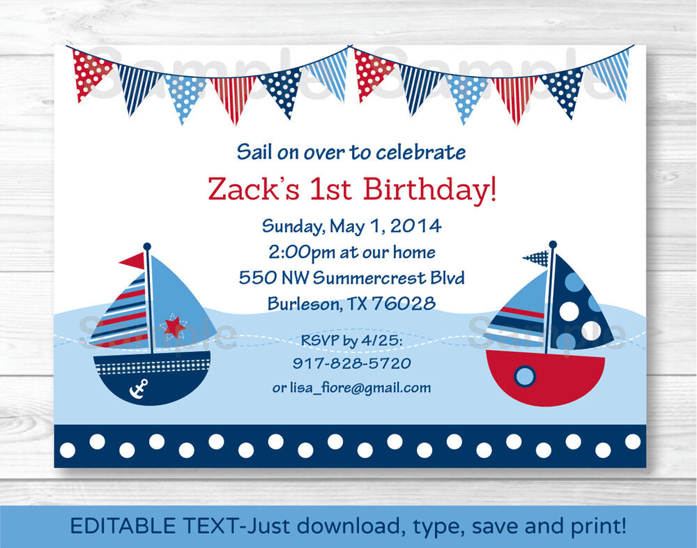 Best ideas about Nautical Birthday Invitations
. Save or Pin Sail Away Sailboat Nautical Blue Printable Birthday Now.