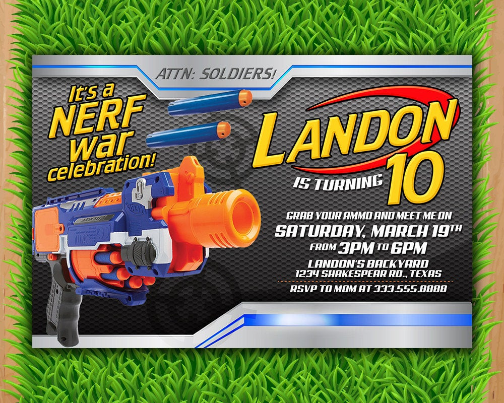 Best ideas about Nerf Birthday Invitations
. Save or Pin Nerf Invitation Nerf Wars Birthday Invitation Nerf by Now.