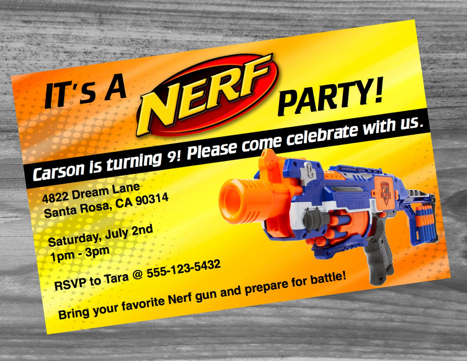 Best ideas about Nerf Birthday Invitations
. Save or Pin Nerf Birthday Party Invitation Custom Made Very high quality Now.