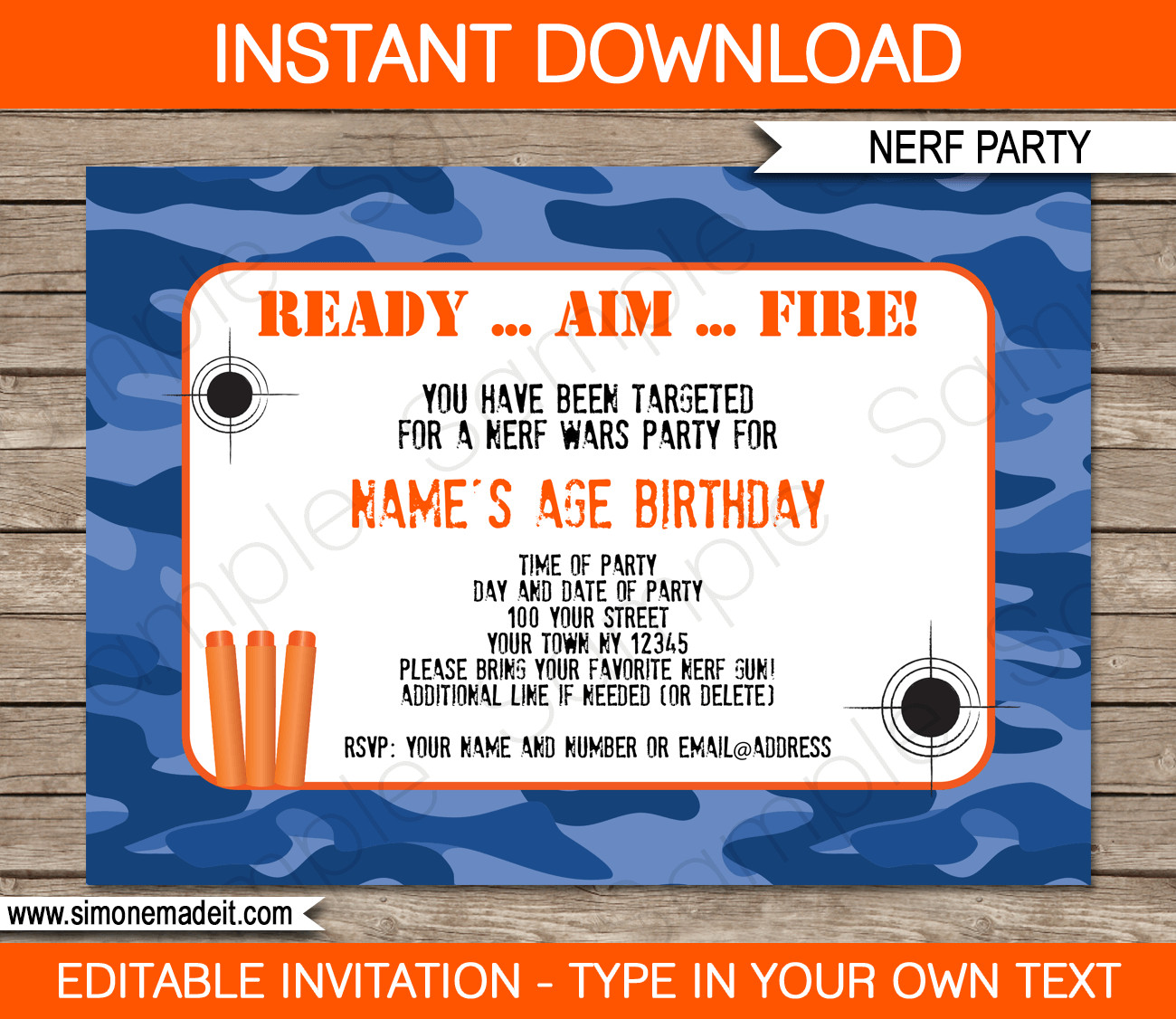 Best ideas about Nerf Birthday Invitations
. Save or Pin Nerf Printables Blue Camo Now.
