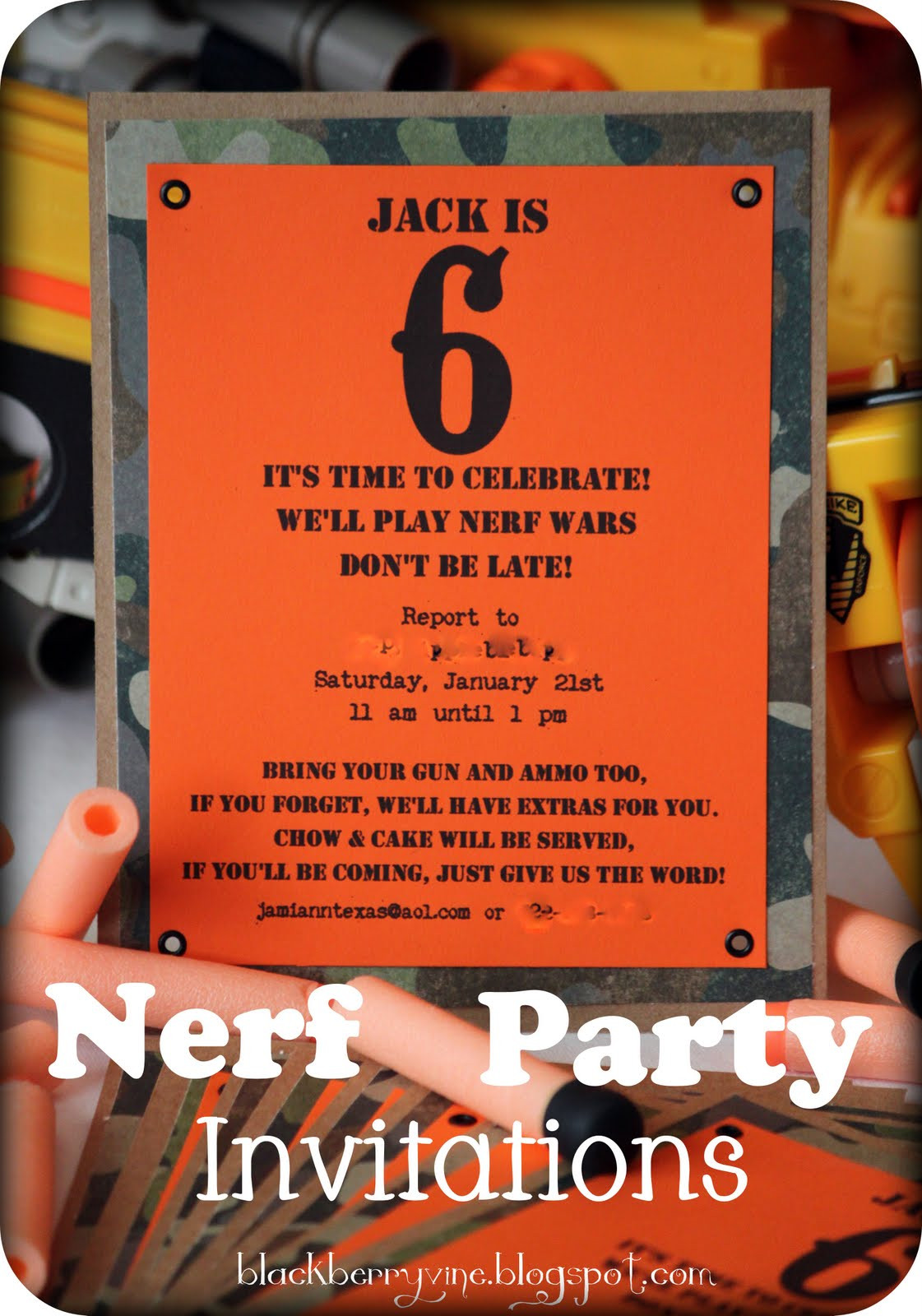 Best ideas about Nerf Birthday Invitations
. Save or Pin The Blackberry Vine Nerf Party Invitation Now.