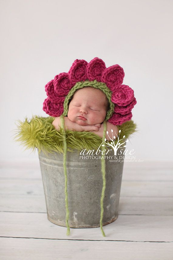 Best ideas about Newborn Baby Flower
. Save or Pin Newborn Baby Flower Bonnet Hat Crochet Prop Now.
