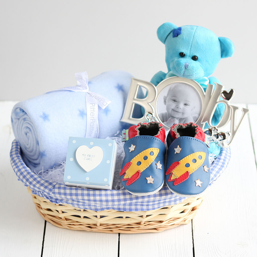 Best ideas about Newborn Gift Ideas
. Save or Pin Deluxe Boy New Baby Gift Basket Newborn Baby Hamper Baby Now.