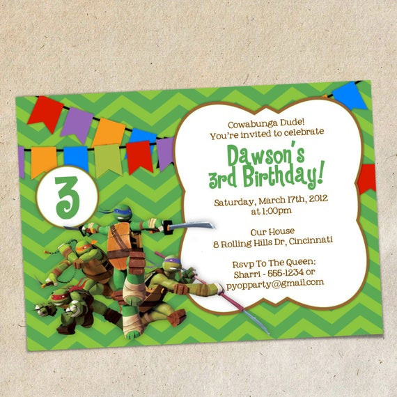 Best ideas about Ninja Turtle Birthday Invitations
. Save or Pin Teenage Mutant Ninja Turtles Invitation Template Instant Now.