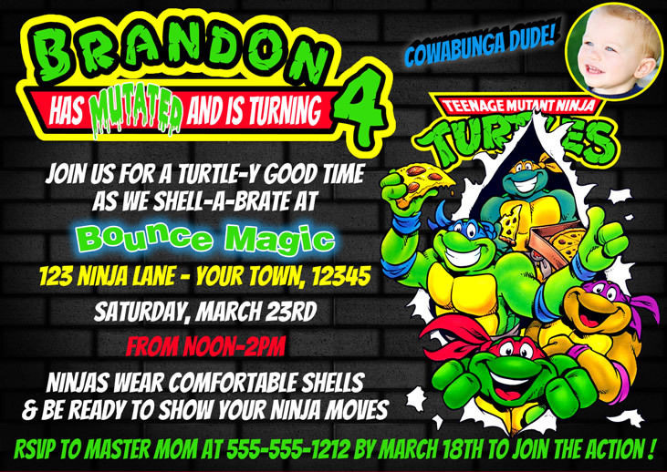 Best ideas about Ninja Turtle Birthday Invitations
. Save or Pin Printed Ninja Turtles Custom Birthday Invitation 4X6 or Now.
