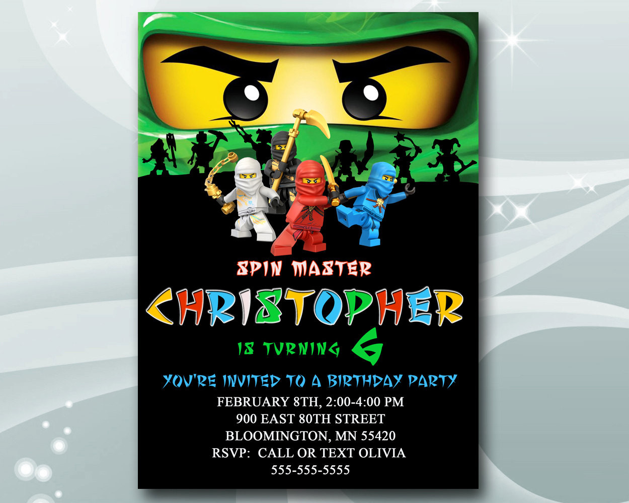 Best ideas about Ninjago Birthday Invitations
. Save or Pin Lego Ninjago Invitation for Birthday Party by SportBirthday Now.