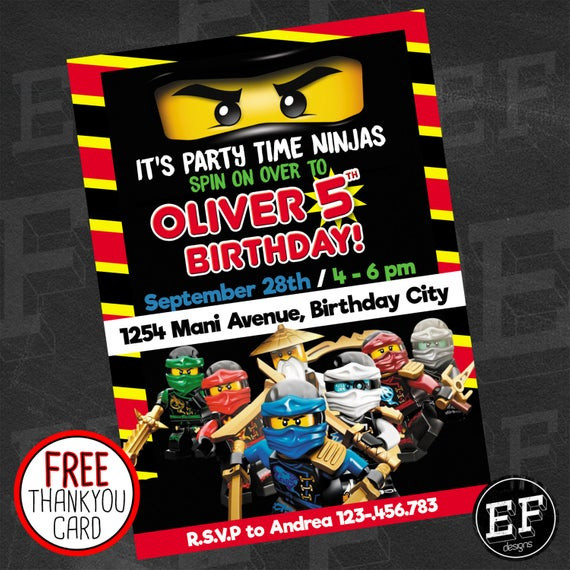 Best ideas about Ninjago Birthday Invitations
. Save or Pin Lego Ninjago Birthday Party Invitation Digital printable DIY Now.