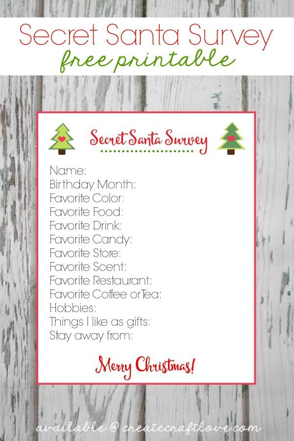 Best ideas about Office Christmas Gift Exchange Ideas
. Save or Pin Secret Santa Survey Printable Pinterest Best Now.